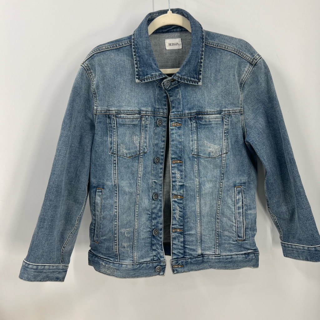 Hudson Broc Collared Distressed Denim Jacket M Unisex